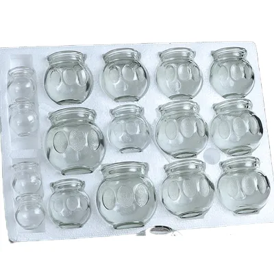 Suction Cup Massage Medical Device Gansu Hijama Glass Cupping Therapy Set Transparent Wood Body CE Approved 5 Sets for Cupping