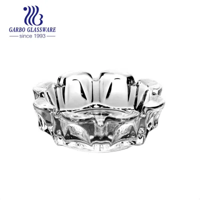 Antique Crystal High Quality Engraved Lotus Design Glass Ashtray for Home Office Using Easy-Clean Glass Ashtray