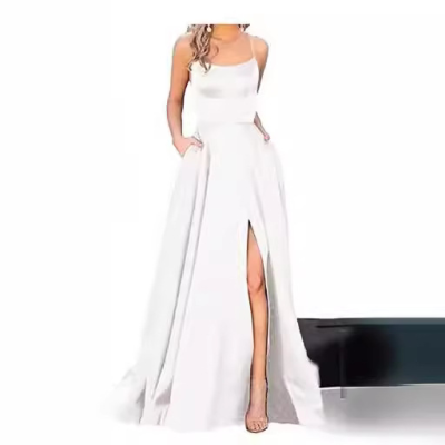 Fashion Bridesmaid Evening Gown Long Slim Off-Shoulder Bridesmaid