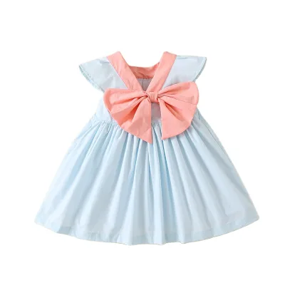 2024 Summer New Baby Girl Princess Dress Fly Sleeve Pleated Smocked Dress High Quality Girls Dresses