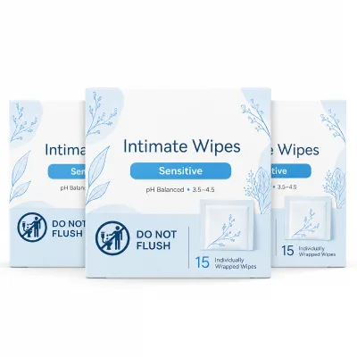 Travel Size Plant Based Ph Balanced Female Intimate Cleansing Wipes Individually Wrapped