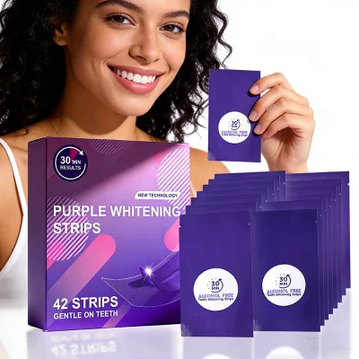 Customizable Purple Teeth Whitening Strips Deep Stain Eraser Technology Color Corrector Strips OEM