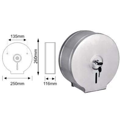 Stainless Steel Jumbo Roll Paper Towel Dispenser Hotel Use Modern Design Wall Mount Toilet Tissue Dispenser Lock