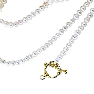 Long Freshwater Pearl 925 Sterling Silver Cute Sweater Chain Multi-layer Wearing OT Necklace Unisex for Wedding Engagement