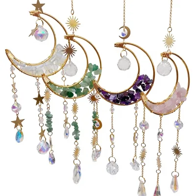 New Natural Gravel Hourglass Big Moon Star Sun Catcher Pendant Modern Minimalist Clear Quartz China