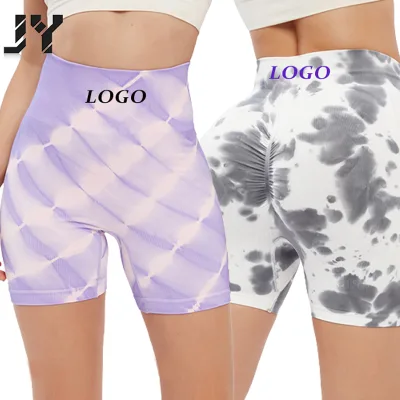 JY New Product Launch Allows Customization of Fashionable Two-Color Printed High Waisted Yoga Shorts With High Elasticity