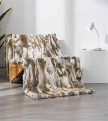 Hot Sale Thickened Rabbit Fur Rug Natural Color Patchwork Rabbit Fur Blanket Nordic Style Living Room Bedroom Household Capet