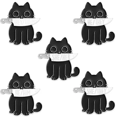 Wholesales E-commerce New Alloy Letter Series Brooch Cartoon Black cat Unisex Shape Paint Badge HE SHE Enamel Brooch Pin