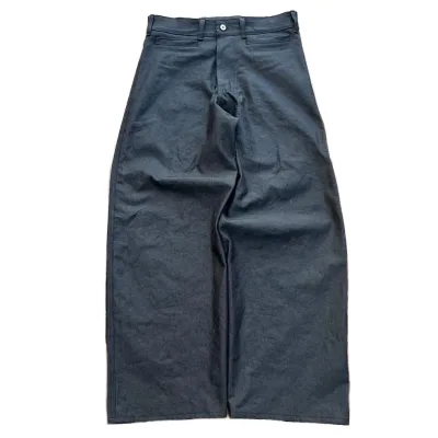 Vintage Selvedge Raw Denim Pants Indigo Dark Blue Wide Leg Men's Baggy Jean Straight Contrast Stitching Wide Leg Jeans