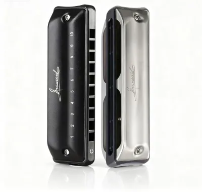 Hot Sale Professional 10-Hole Tremolo Harmonica Steel Body Polished Finish Customizable Key C Durable Construction OEM Brand