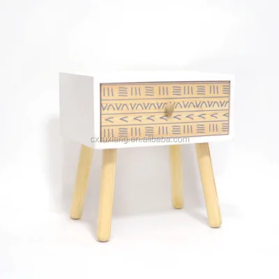 New Design Solid Wood Night Stands Bedside Table Set of 2 with Nice Pattern