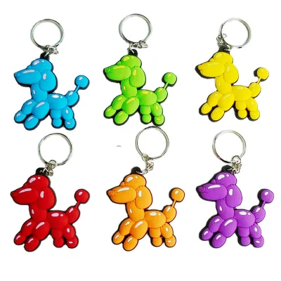 Factory Wholesale Custom Balloon Dog Keyring 2d 3d Soft Pvc Keychain Balloon Animal Cartoon Pvc Keyholder Bag Hanging Accessory