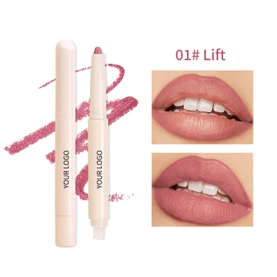 OEM Private Label Double-Head Brown Lip Liner Pencil Smudge-Proof Long-Lasting Water Resistant Lip Stain Dark Skin Custom Logo