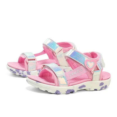 Hot Selling Glue-Free Eco Friendly Girls Beach Sandals LED Flashing Light Sole Anti Slip Children Summer Walking Sandals