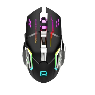 BAJEAL Gaming Racing Charging 7-color Backlight Breath Comfort Gamer Mice 2.4G+bluetooth Rechargeable Wireless Gaming Mouse