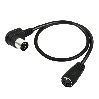 0.5m Black 5-PIN Din Cable Plastic Audio Adapter for Vintage Television for DVD Monitor 90 Degree Male Female Connection