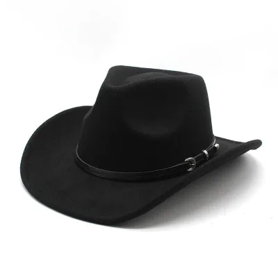 American Western Cowboy Hat Big Edge Riding Hat Punk Hidden Cloth Hat Casual Felt Hat for Outdoor Travel