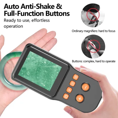 Wufan Square Screen Magnifier with LED Lighting High-Definition 2.8-Inch Handheld Digital Magnifying Glass for Exploration