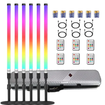 6Pack TL-100Pro 100cm 36W 4800mAh Portable Rechargeable Battery RGBW Led Tube Light Wand Booth Lighting With Case