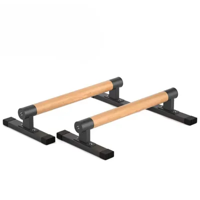 T Shape Steel Wooden Parallettes Push up Bars Calisthenics Dip Handstand Bodybuilding Home Gym Anti-Slip Custom OEM