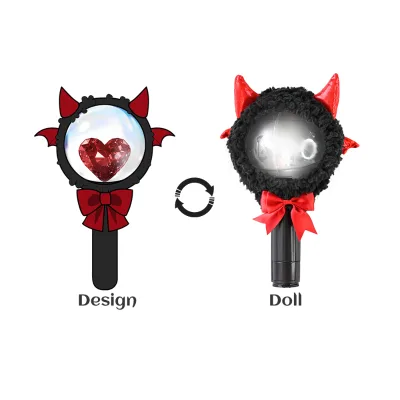 Custom Anime Plush Cheer Stick Covers Animals Devil Design Black Furry case Accessories Round Light Bulb Decor