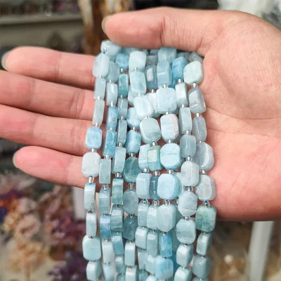 10x13mm Natural Rectangle Gemstone Loose Beads Rose Quartz Lapis Lazuli Labradorite Aquamarine Stone Beads for Jewelry Making