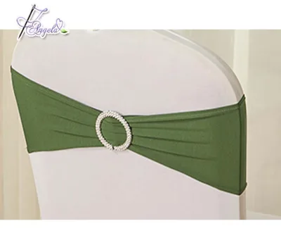 Green Spandex Stretch Elastic Chair Sash for Chair Covers with Buckles