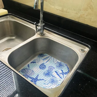 Popular Custom Printed Eco-Friendly Modern Kitchen PVC Sink Mat 26x31cm with Easy Cut Design for Dish Protection