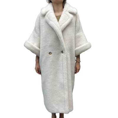 Women Long Brown Overcoat Special Sleeve Teddy Coat Lamb Shearling Coats