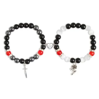 Love Magnetic buckle Natural cat's eye Beaded bracelet