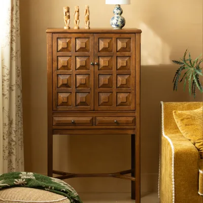Pando Cabinet, Jewelry Cabinet, Chest of Drawers, Side Cabinet, Tall Cabinet, Retro Chinese Style Storage Cabinet & Entryway