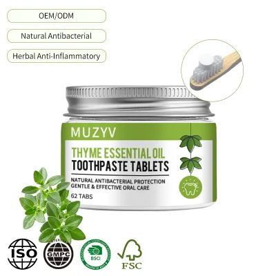 Custom Premium Herbal Thyme Toothpaste Tablets Natural Oral Care Anti-lnflammatory 62 Tabs