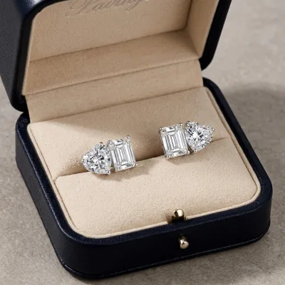 Trendy Multi Stone Series 925 Sterling Silver Fashion Accessory Jewelry Women Emerald Heart Shaped Gra Moissanite Stud Earrings