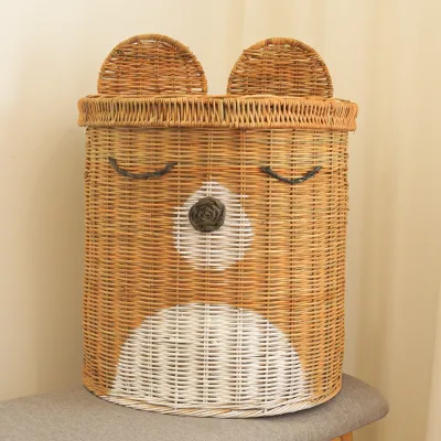 Wholesale Large Water Hyacinth  Storage Laundry Basket with Lids Multifunctional Laundry Hamper for Bebroom and Laundry