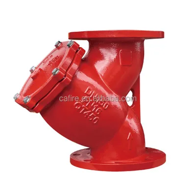 CA-Fire Ductile Iron Y Strainer Flexible 1.6 MPa Fire Fighting Flange Type Woven Perforated Screen Impurities Separation Flow