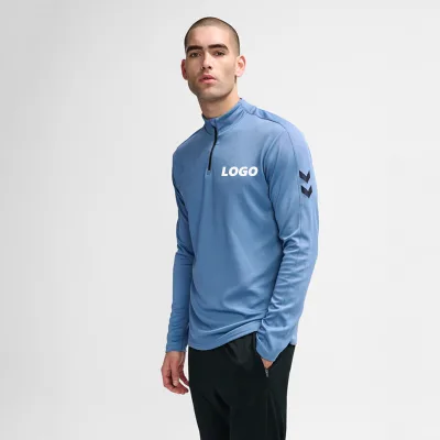 Custom Printed Pattern Quarter Zip Pullover Hoodie Polyester/Cotton Quick Dry Breathable Long Sleeve