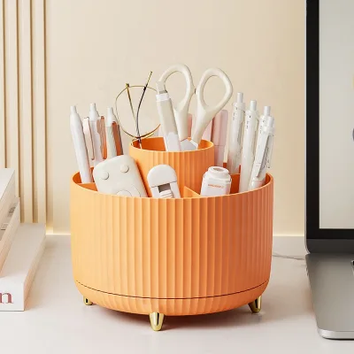 Creative Desktop Rotating Makeup Brush Organizer Plastic Household Storage Box for Lipstick Brushes and Toiletries