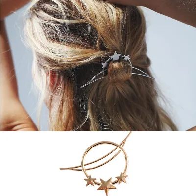 Bohemian Retro Versatile Fashion New Five Pointed Star Half Bun Headband European and American Hair Accessories