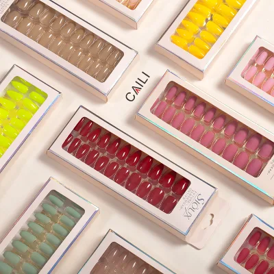 Custom Colors Press on Nails With Design 24 Pieces Short False Nail Acrylic Artificial Fingernail