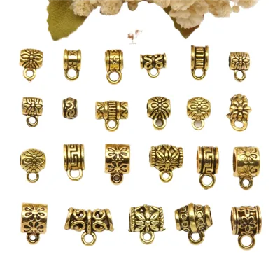 Antique Gold Zinc Alloy Retro Three-Way Straight Pipe Hanging Head Perforated Diy Bracelet With Pendant, Necklace And Beading Ac