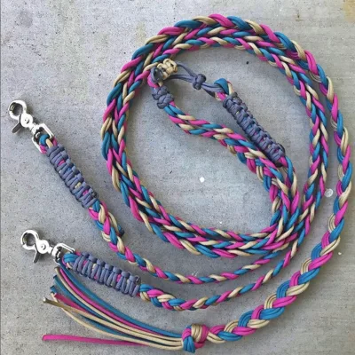New product 2026 Custom Bitless Bridle Leather Hackamore 7-strand Ranch Paracord Horse Leash Racing Horse Halter Riding Rope Handmade Horse