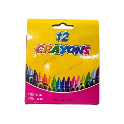 12 Color Wholesale Crayon Set Non-Toxic Customized Company Logo Printing Kids Multi-color Crayon Pen  for School
