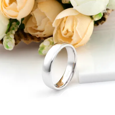 14k White Gold Plated Rings Simple Hot Sale 4.5mm Band Rings for Men Plain Jewelry Ring Wholesale
