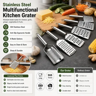Customized Logo Stainless Steel Multifunctional Kitchen Grater OEM ODM Cheese Vegetable Shredder Tool