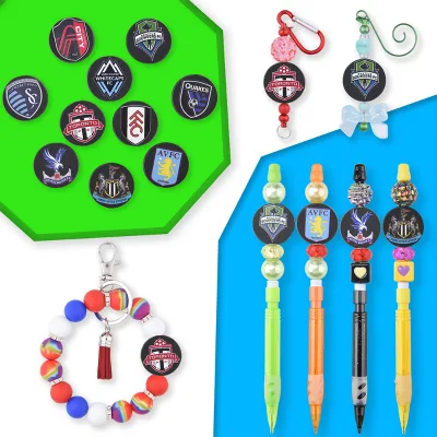New Arrival Wholesale PVC Focal Bead Custom Designer Cute Fashion Funny Bulk Famous Football Team Point Bead for Pen Decoration