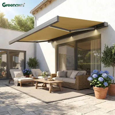 Window Awnings Retractable Door Awning Patio Deck Outdoor House Canopy Fabric Grey UV Protection