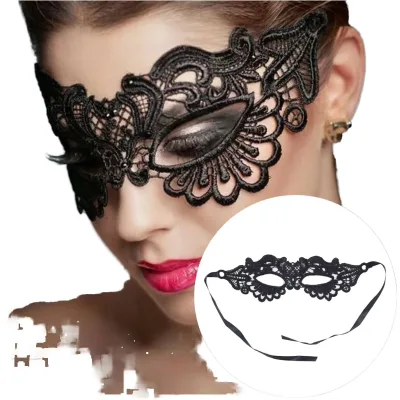 Halloween Female Half Mask Black Sexy Lace Eyemask for Wedding Party Custom Logo Print on Cloth Makeup Ball Carnival Costume