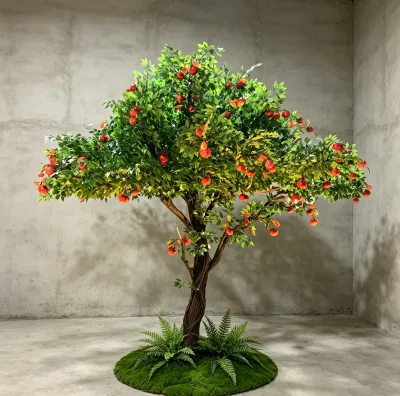 Best Seller Lifelike Artificial Pomegranate Tree Bonsai, UV Resistant Decorative Tree for Shop Display Courtyard Hotel Holiday