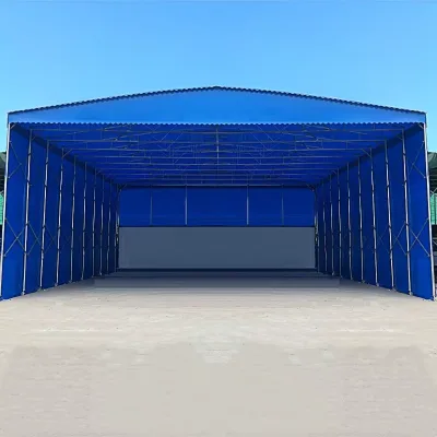 Outdoor Sliding PVC Canopy Tent Steel Frame Movable Push-Pull Garage for Car Parking and Sports Field Shelter