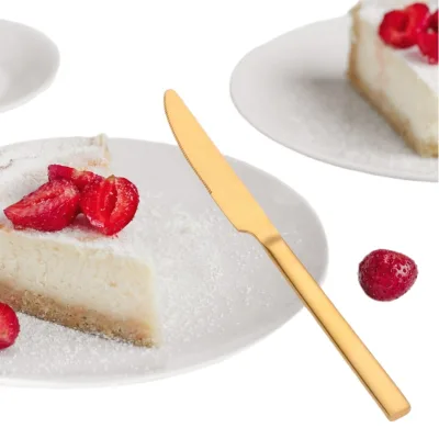 Restaurant 8.0 Inch Dessert Knife Matte Gold Stainless Steel Appetizer Knife Fruit and Salad Knife for Dessert Butter